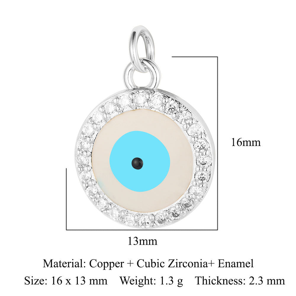 Colgante de cobre y circonita con forma de ojo del diablo y siete cuentas