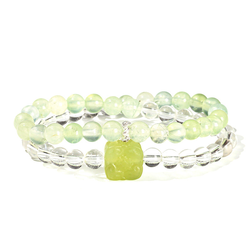 7A Natural White Crystal Grape Stone Double Ring Bracelet