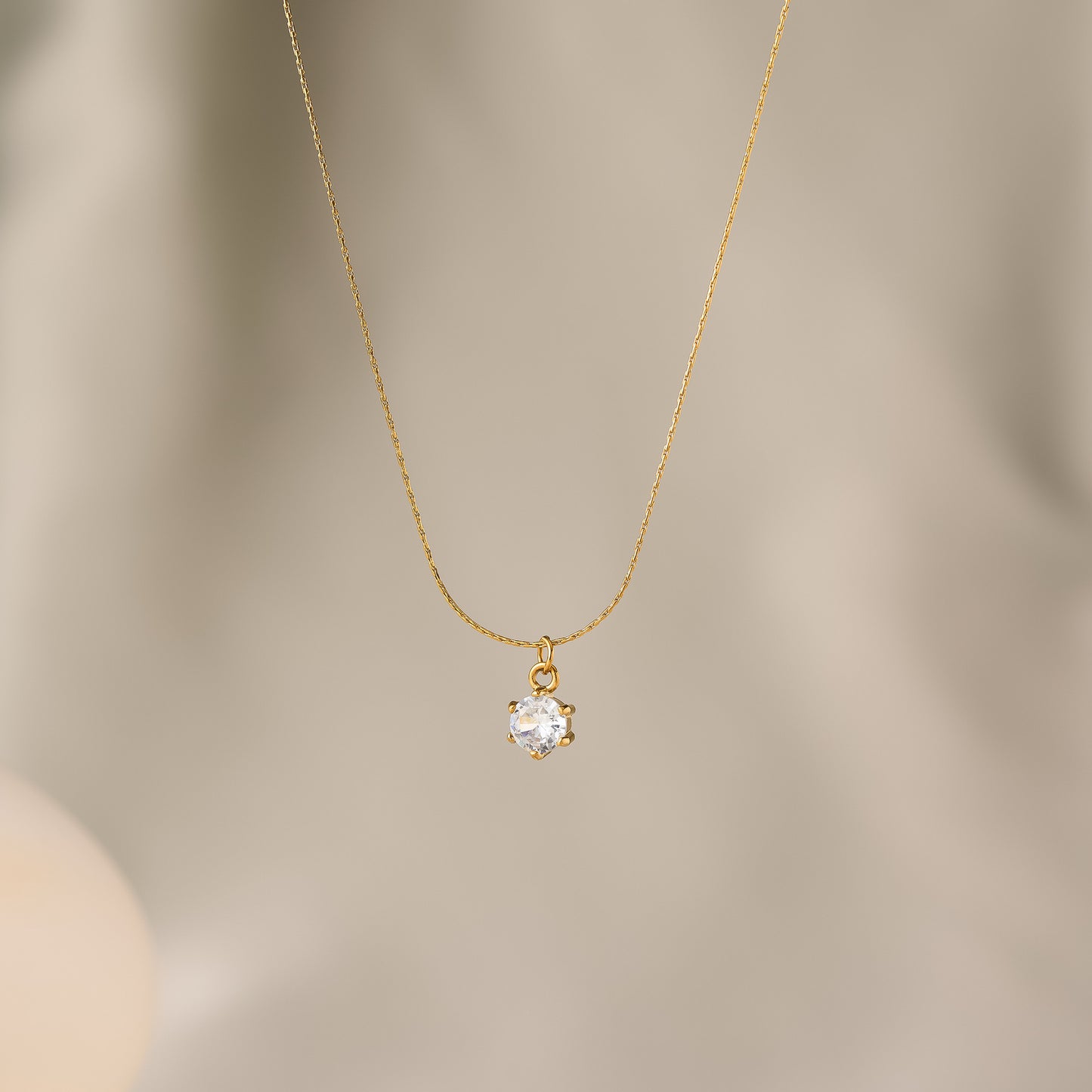 Titanium Steel Single Diamond Necklace