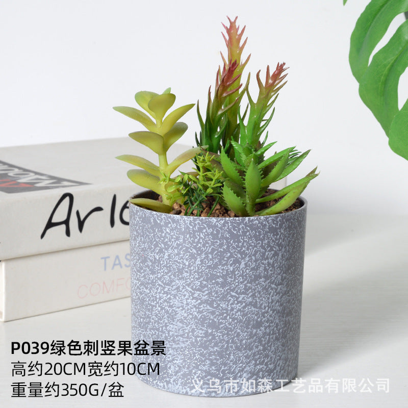 Simulation melamine cement cactus ball bonsai