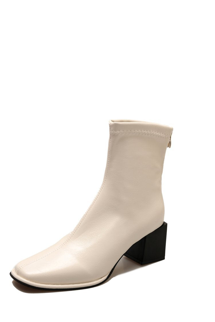 thick heel square boots