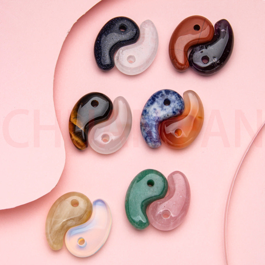 22x14mm Taiji fish amulet crystal pendant