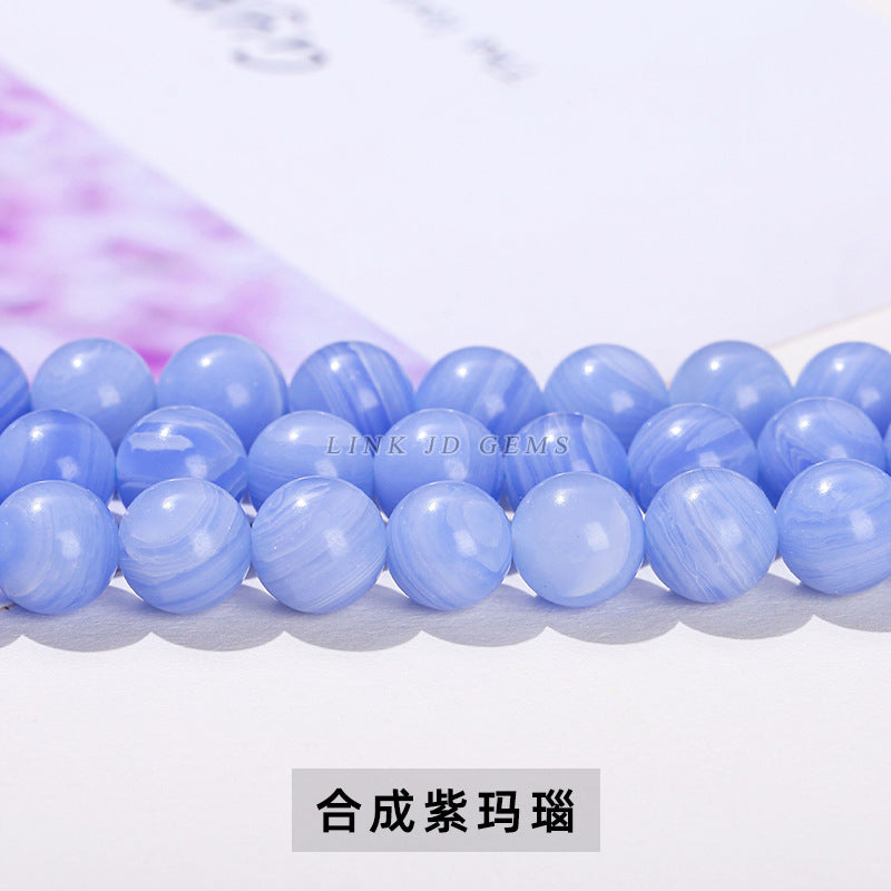Cuentas sueltas de ágata sintética de color azul violeta