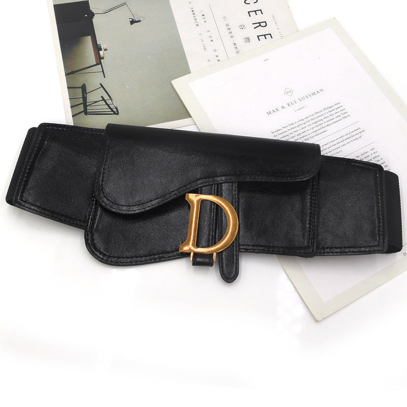 Saddle Bag Letter Elastic Wide Belt