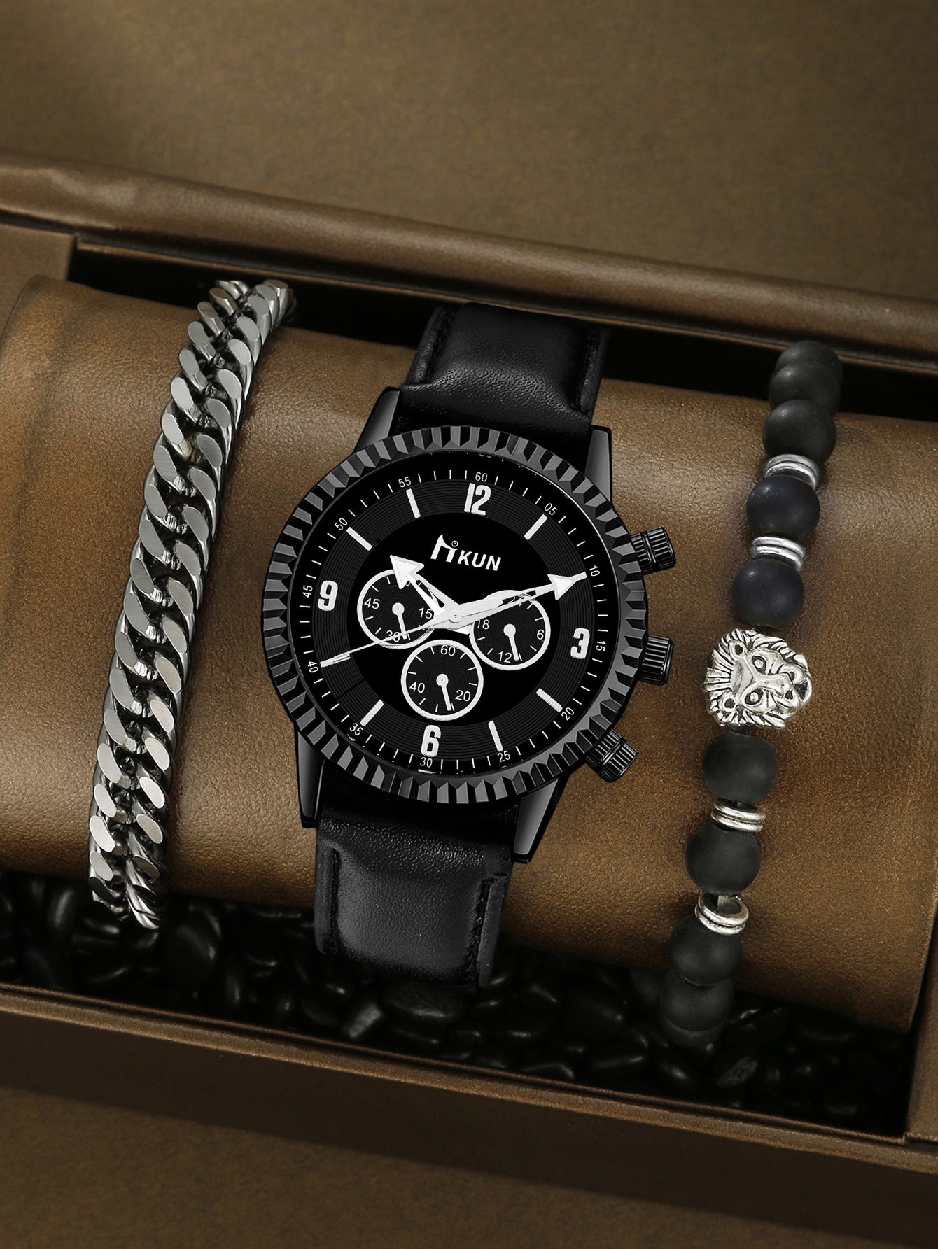 Sports Watch Beaded Bracelet Set