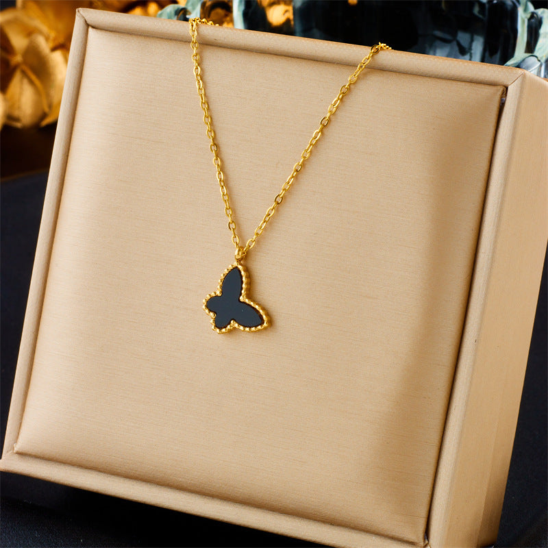 White Fritillary Small Butterfly Necklace