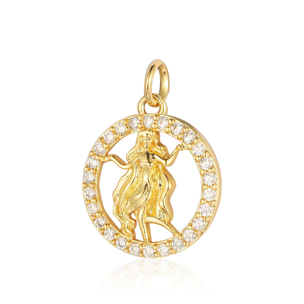 Twelve constellations copper zircon pendant DIY