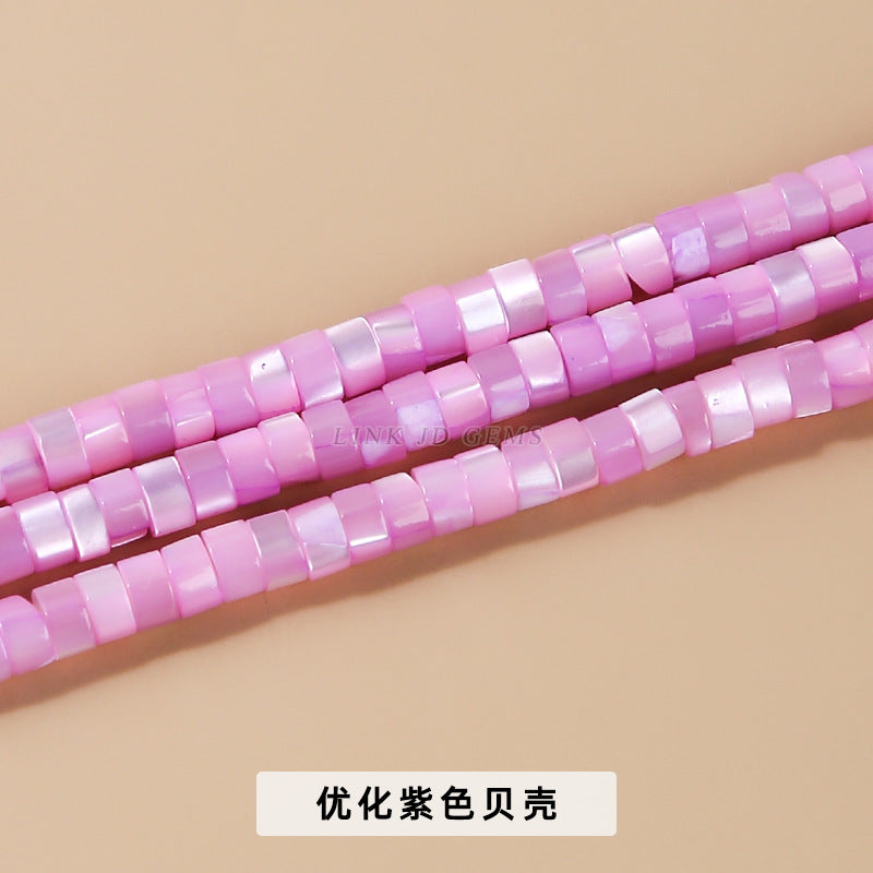 2 * 4Mm colored shell mother-of-pearl right-angle disc beads