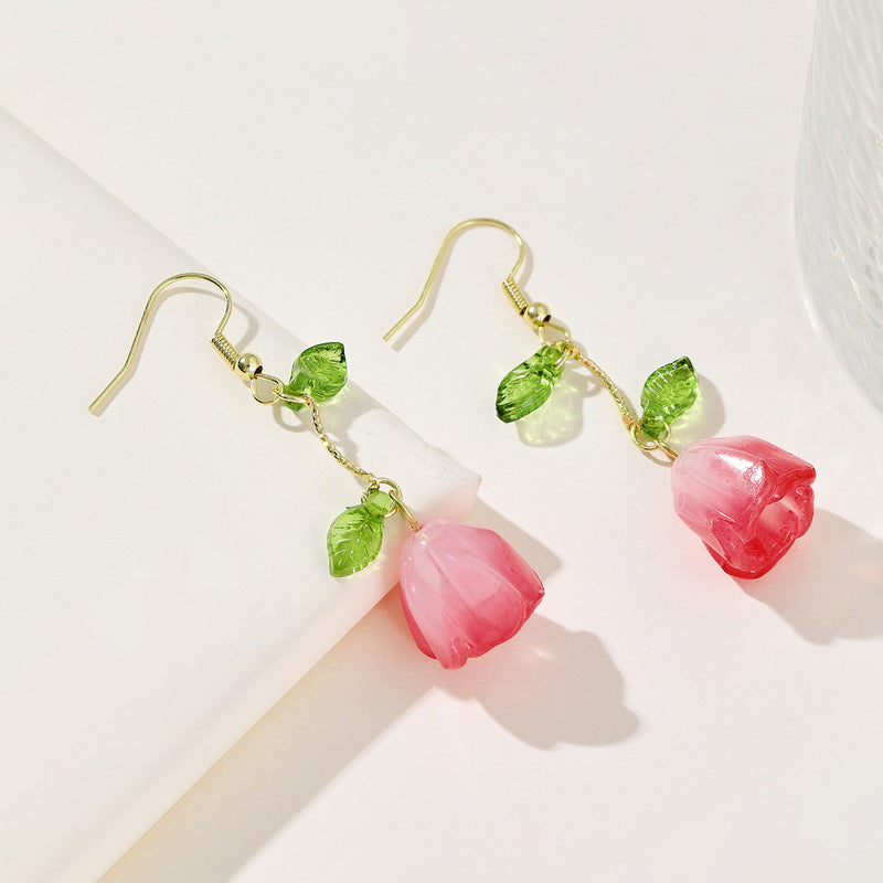 Tulip leaf earrings
