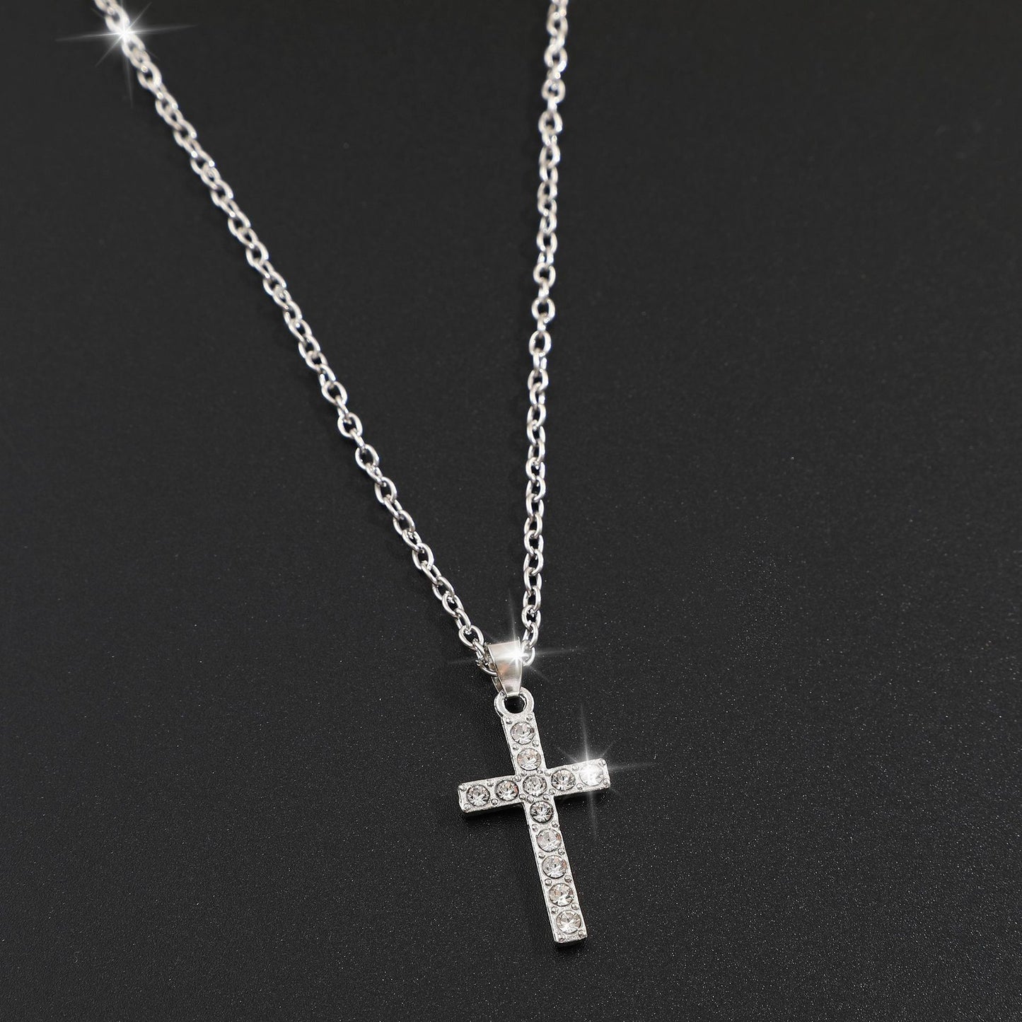 Square Zirconia Cross Necklace