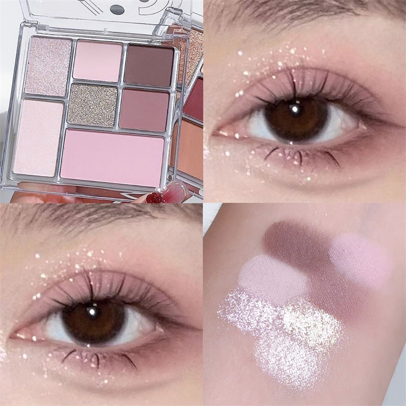 Paleta combinada de sombras de ojos de siete colores con resaltador