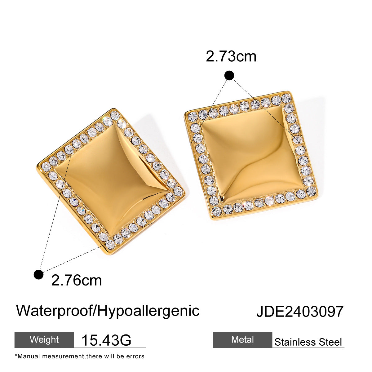 Pendientes de diamantes cuadrados