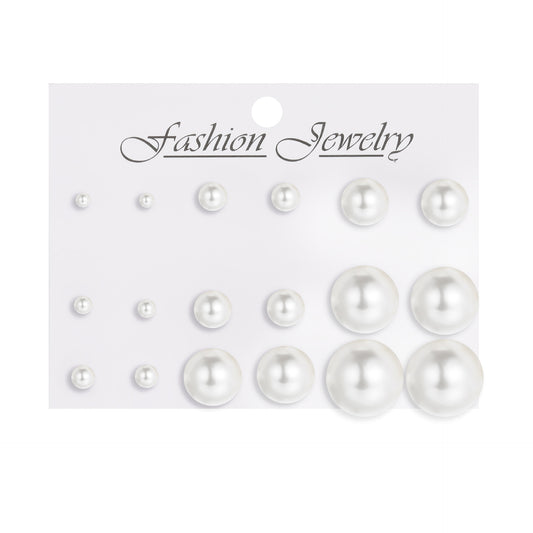 12 pairs of large and small pearl earrings