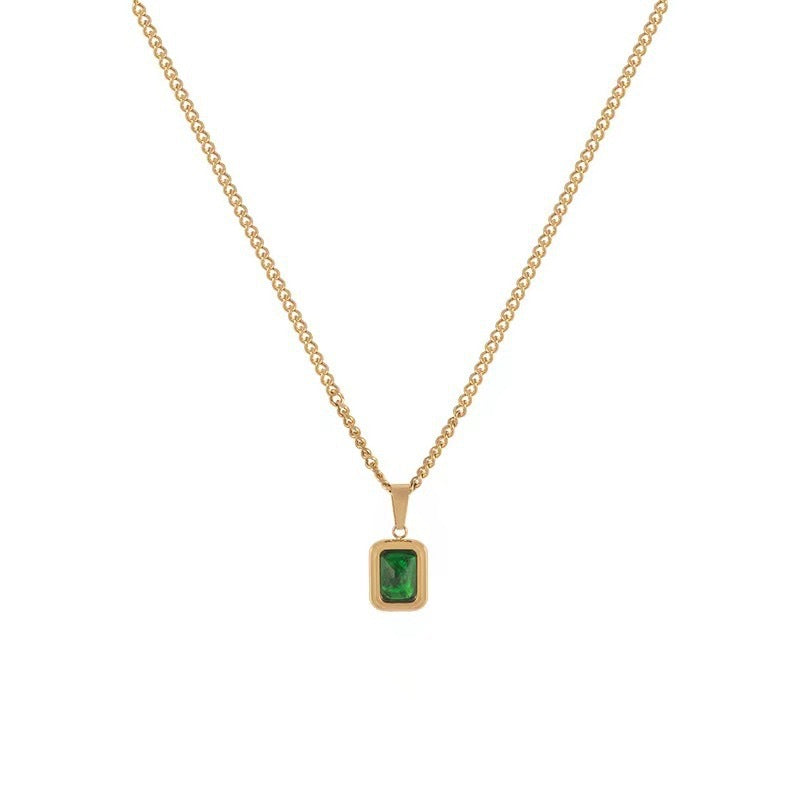 French Style Emerald Pendant Necklace, Elegant 18K Gold