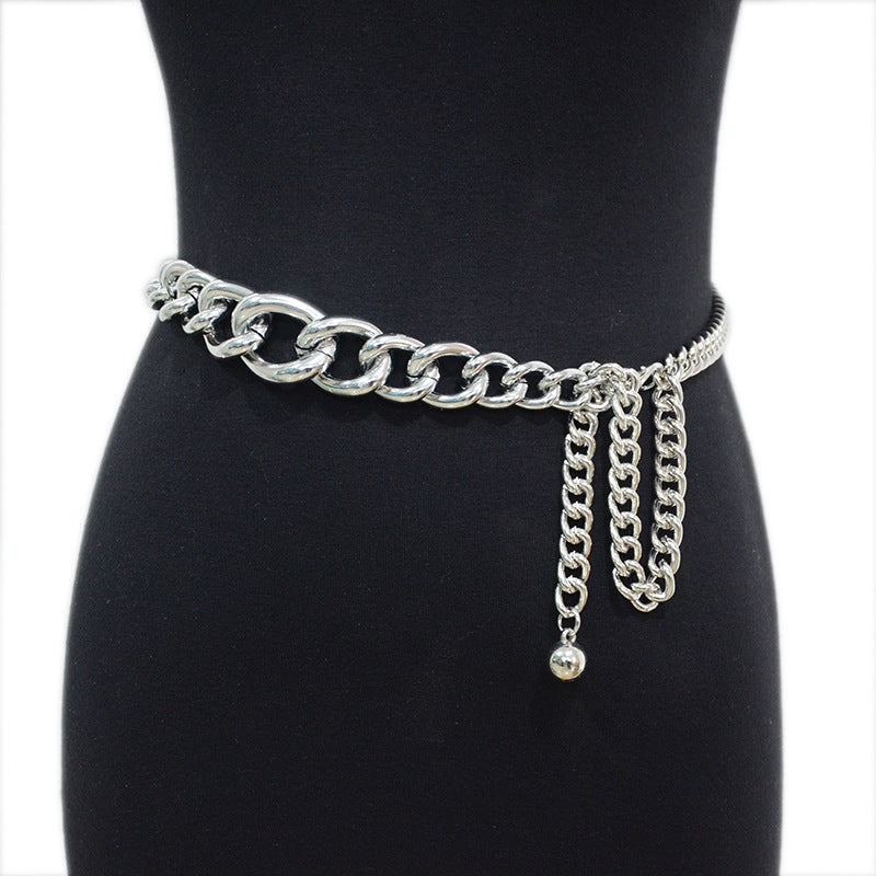 Punk style chain metal thin waist chain