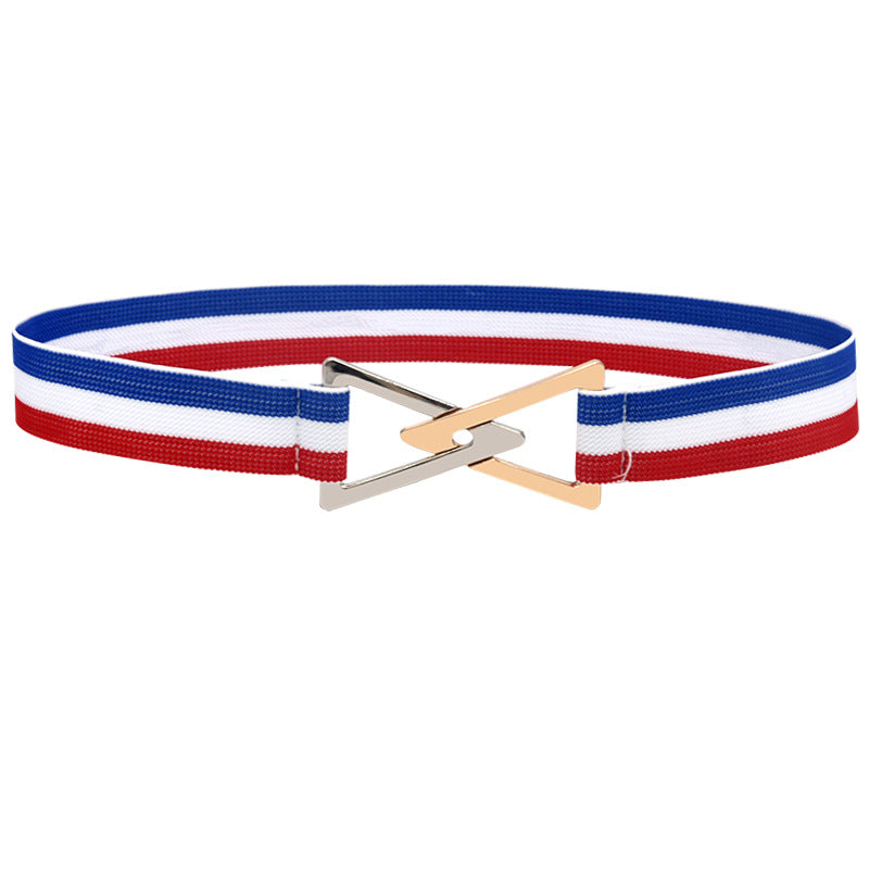 Pleated elastic thin belt ladies