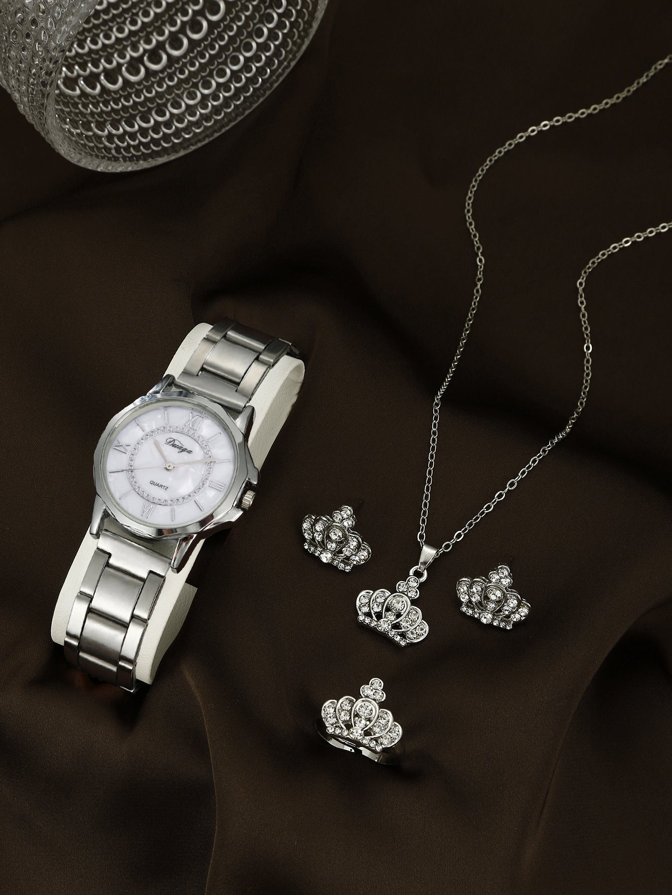 Quartz Watch Rhinestone Alloy Peacock Jewelry Set