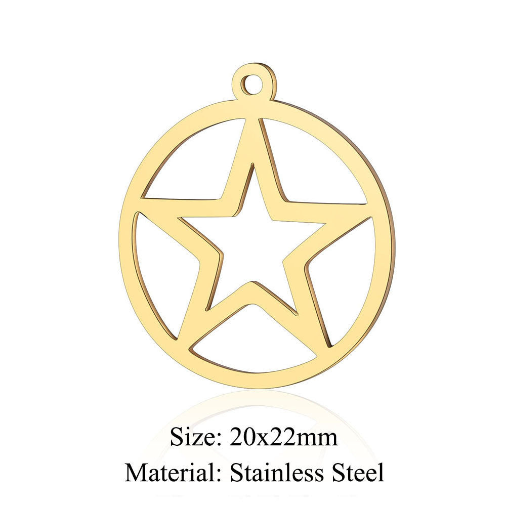 5 pcs/pack pentagram hexagram titanium steel pendant