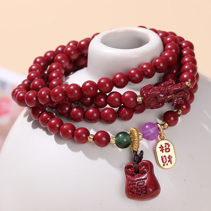 Pulsera de múltiples anillos de arena de oro morado y mineral en bruto