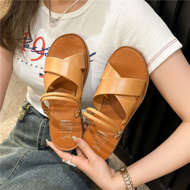 Two crossed platform slippers