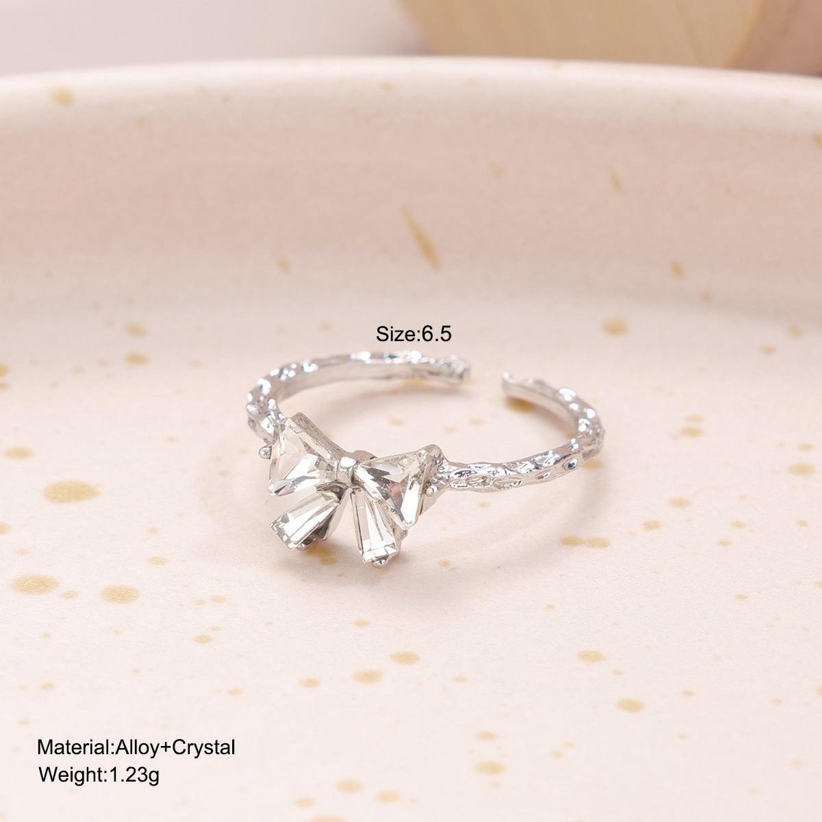 Cute bow open adjustable ring