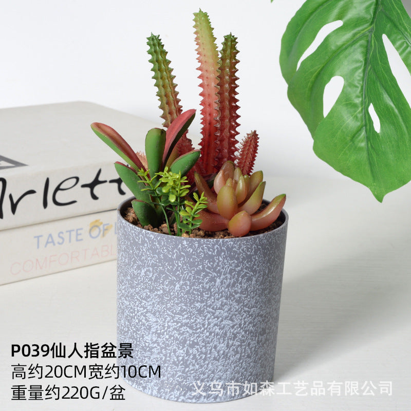 Simulation melamine cement cactus ball bonsai