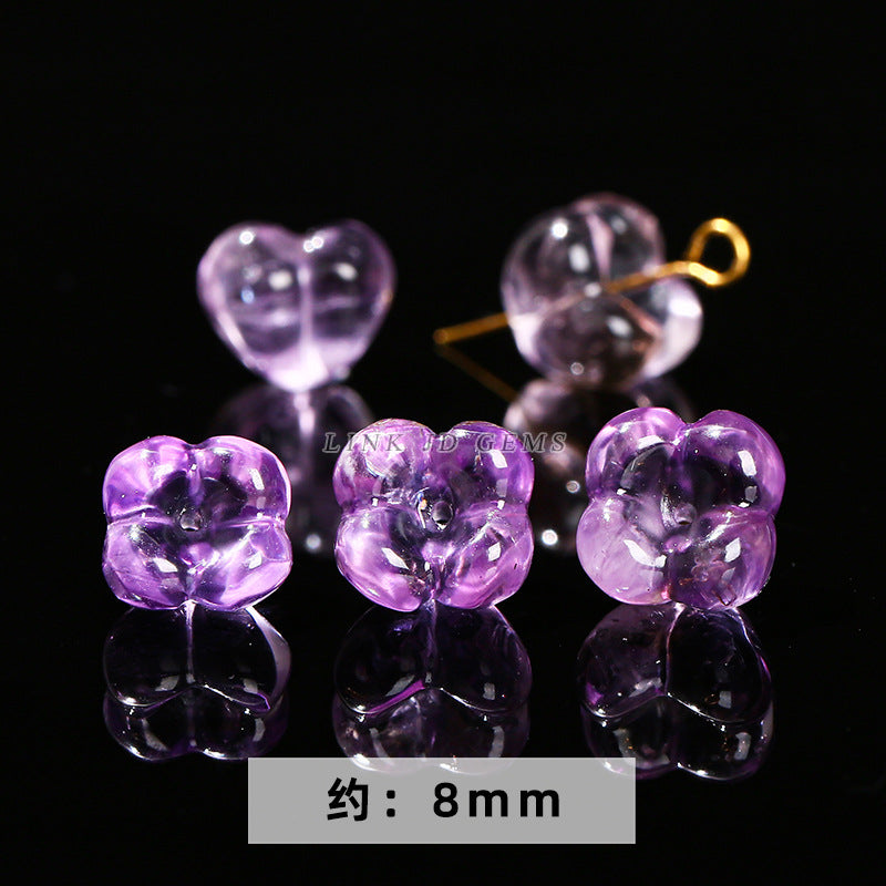 Amethyst engraving Pixiu nine-tailed fox single loose bead