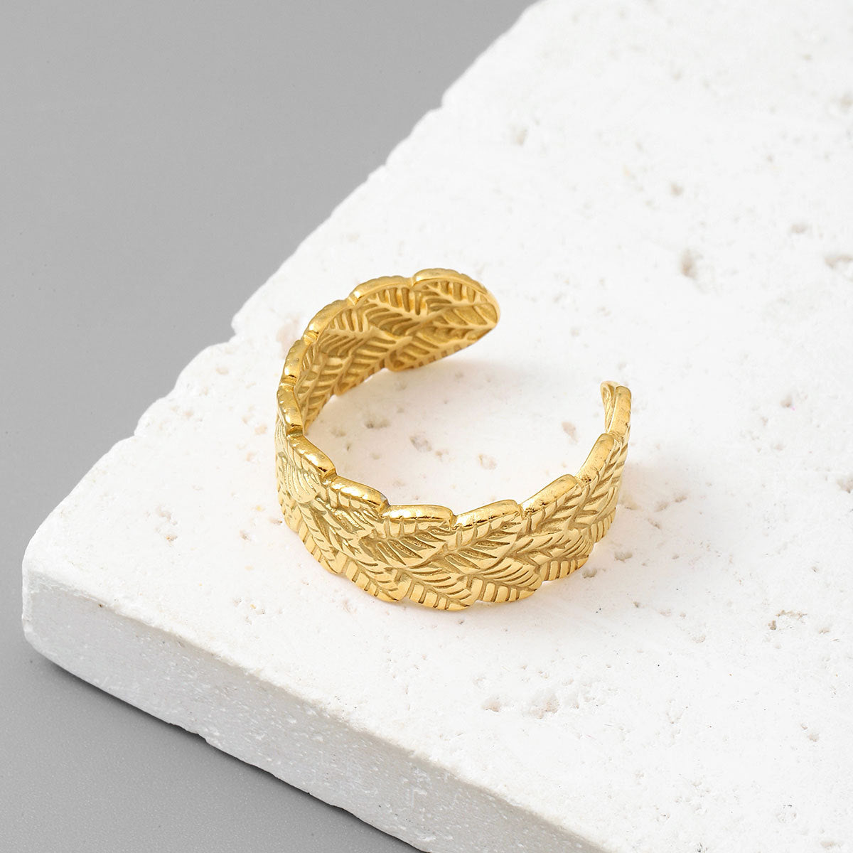 18K real gold titanium steel ring