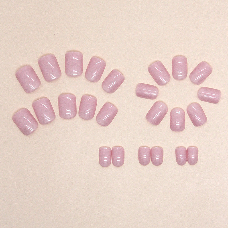 Pink Purple Short Square Nail Stickers 24 Pieces