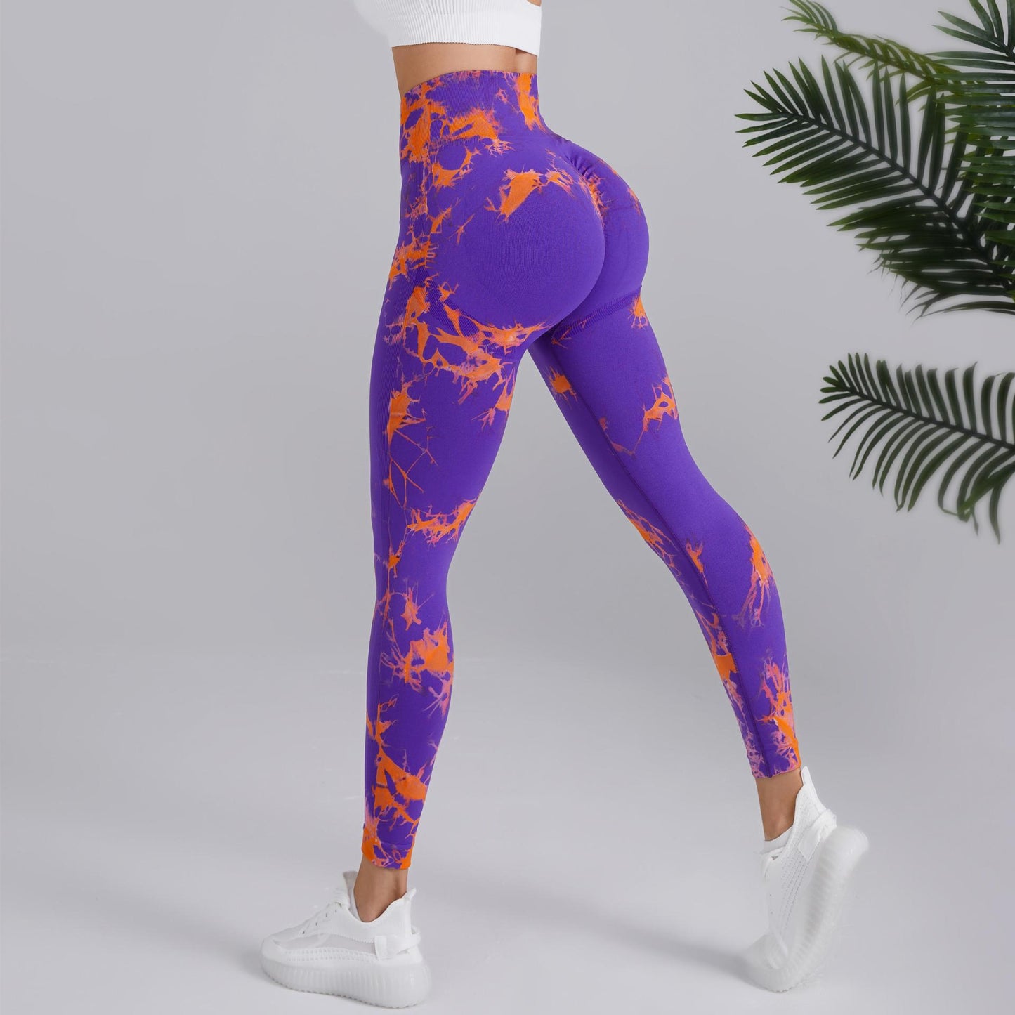 Pantalones de yoga con efecto tie-dye en dos tonos sin costuras