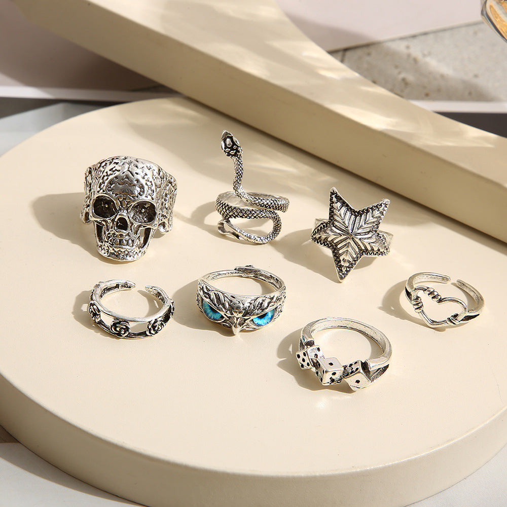 Skull Starfish Joint Ring Owl 7-piece Set