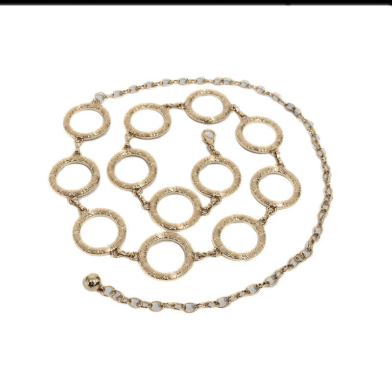 Pattern ring slim chain waist chain