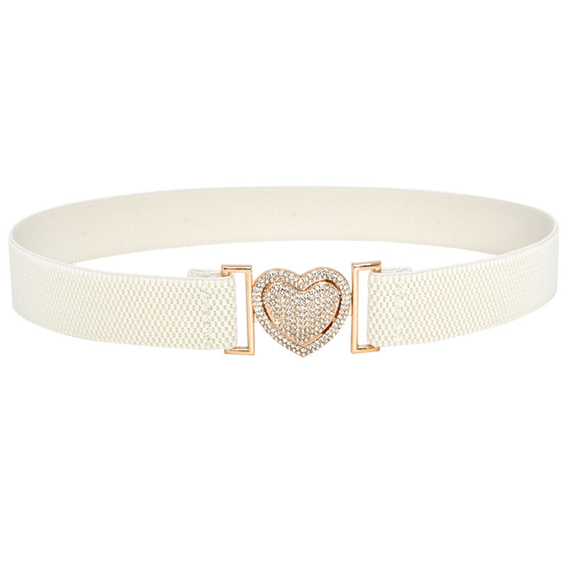 Sparkling rhinestone inlaid elastic belt