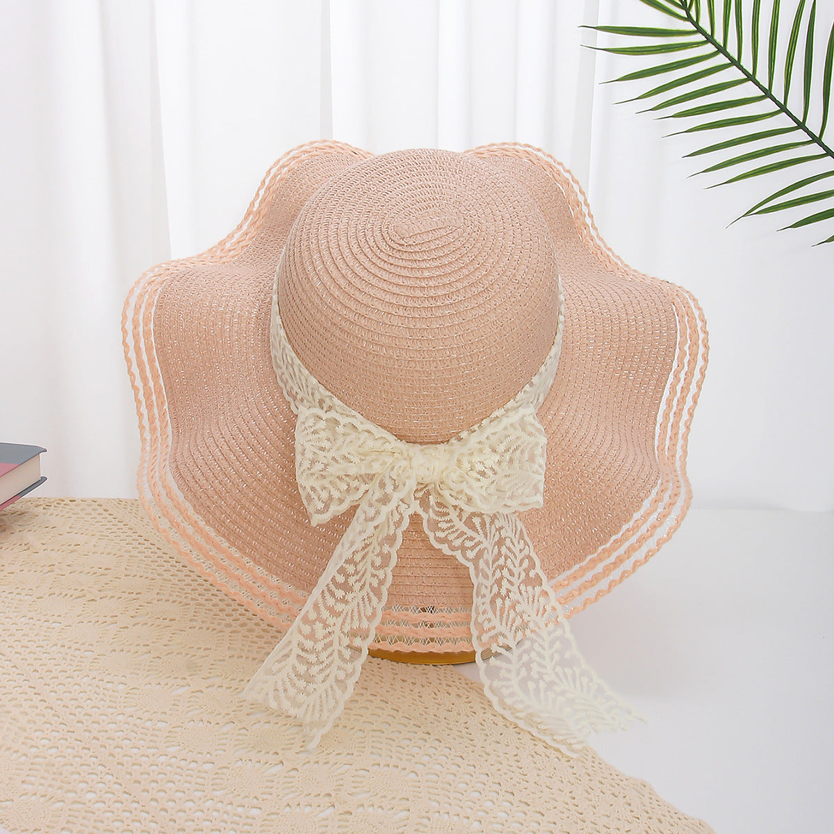 Wavy Floral Straw Hat Women Summer