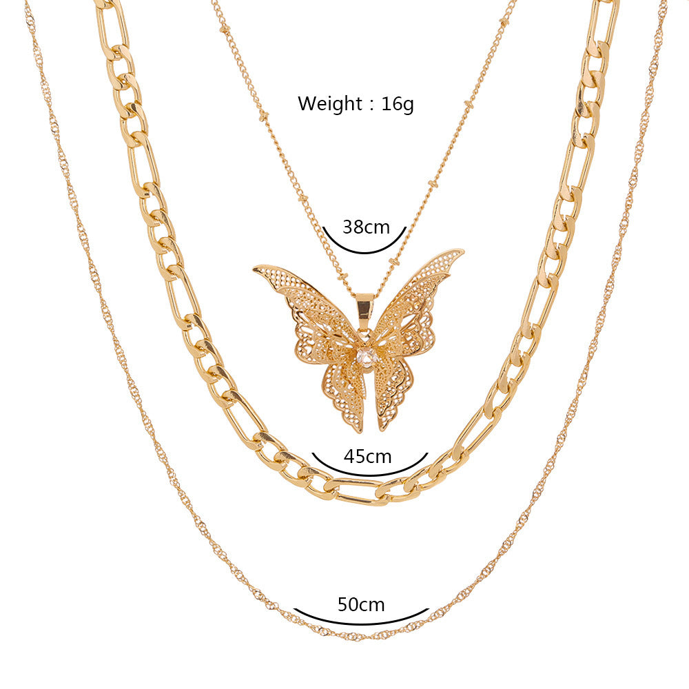 Collar de mariposa de metal tridimensional hueco personalizado