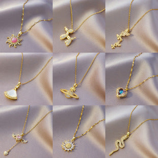 Double-Sided Clover 18K Gold-Plated Titanium Steel Bracelet — Lucky Clover Jewelry Set