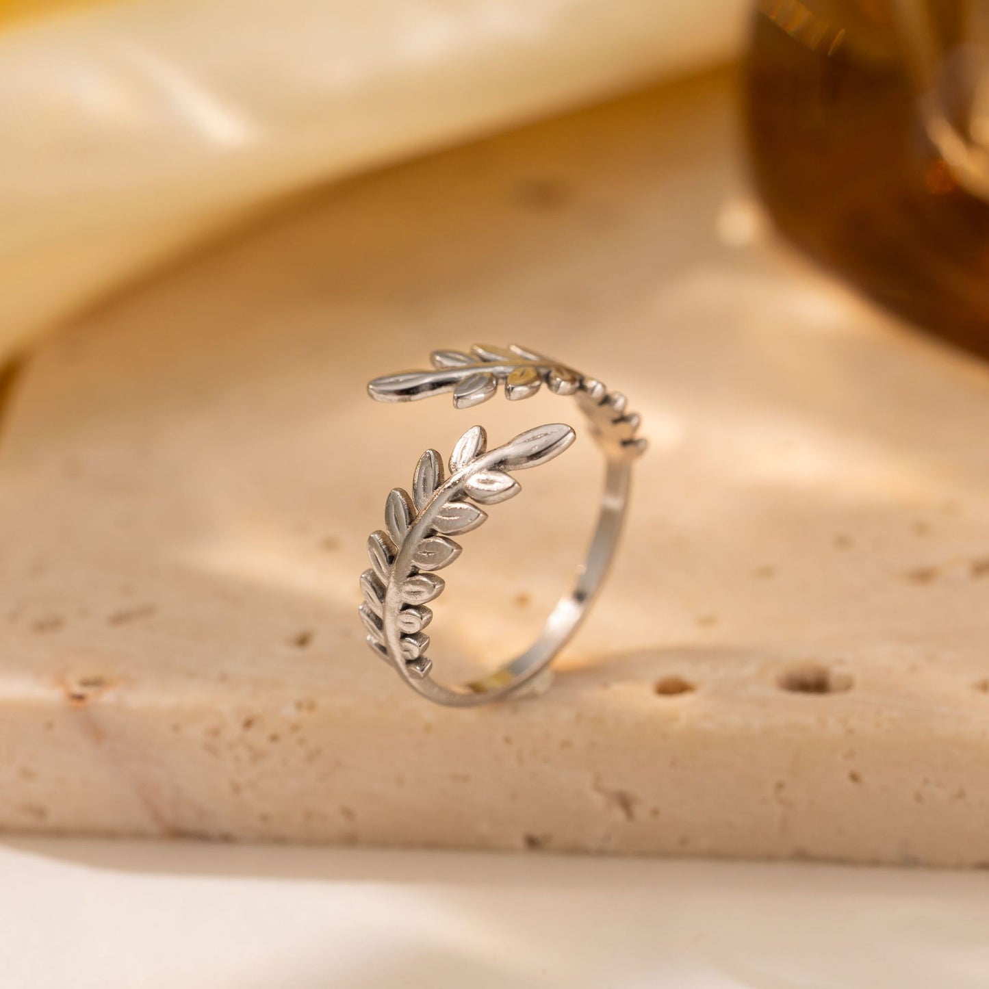 Titanium Steel Leaf Ring