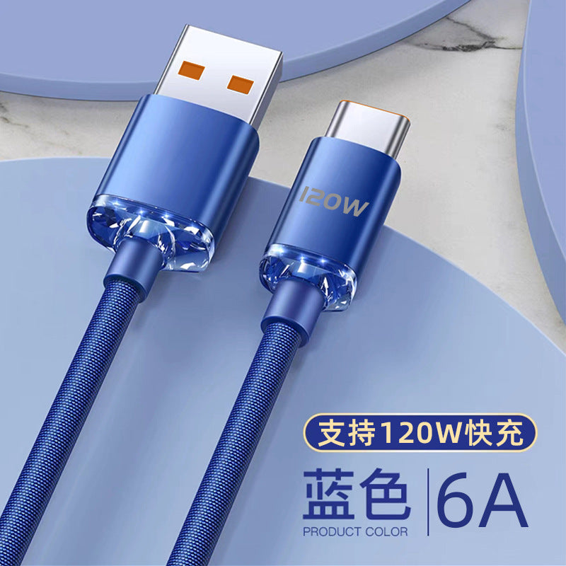Cable de carga rápida de 120 W tipo C 6A Huawei Honor Xiaomi OPPO