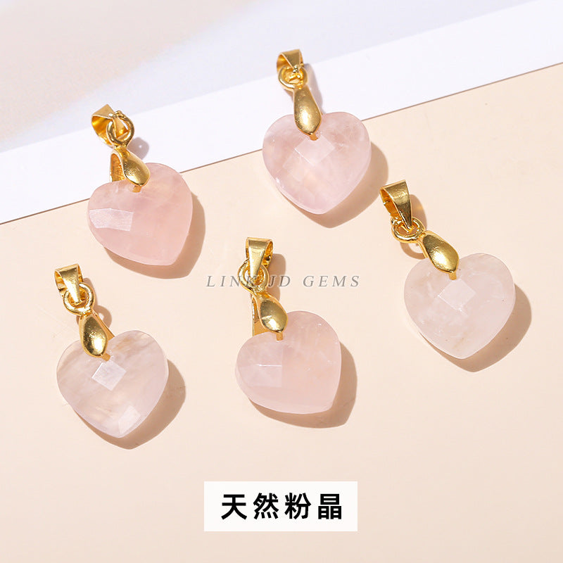 Colgante de corazón de amor tallado en cristal natural de 12 mm