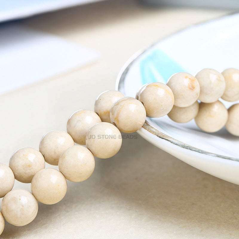 White fossil loose beads DIY jewelry accessories