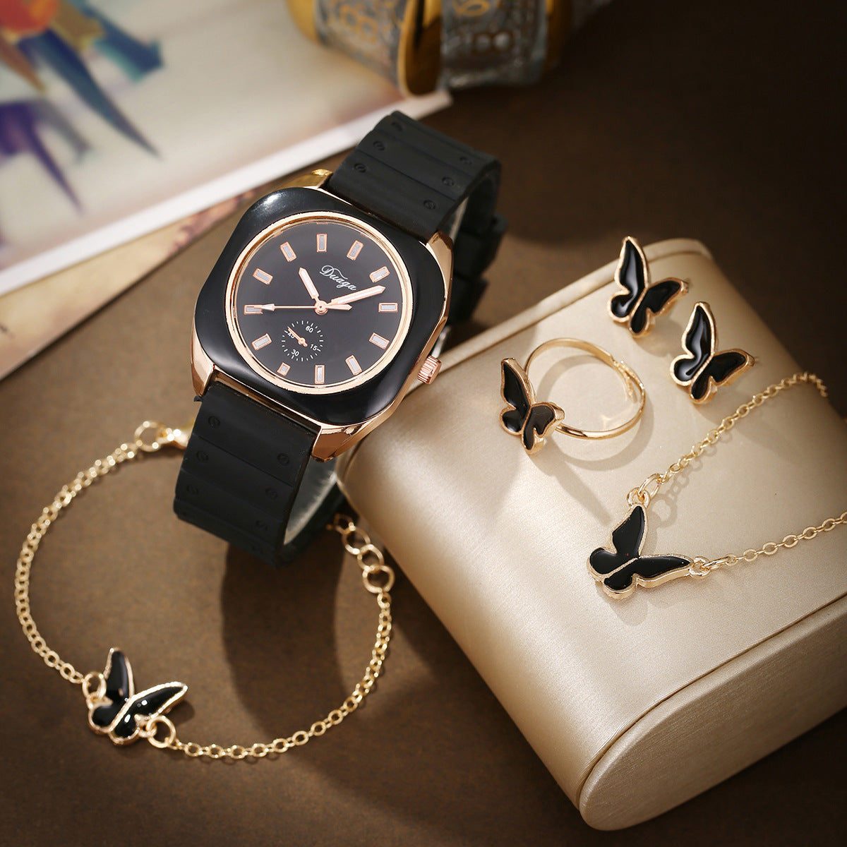 Watch Love Pearl Butterfly Jewelry Set