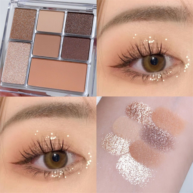Paleta combinada de sombras de ojos de siete colores con resaltador