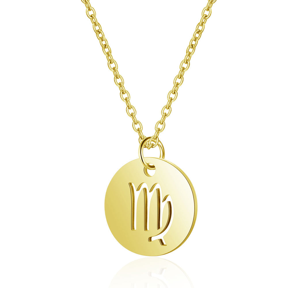 Twelve constellations titanium steel necklace