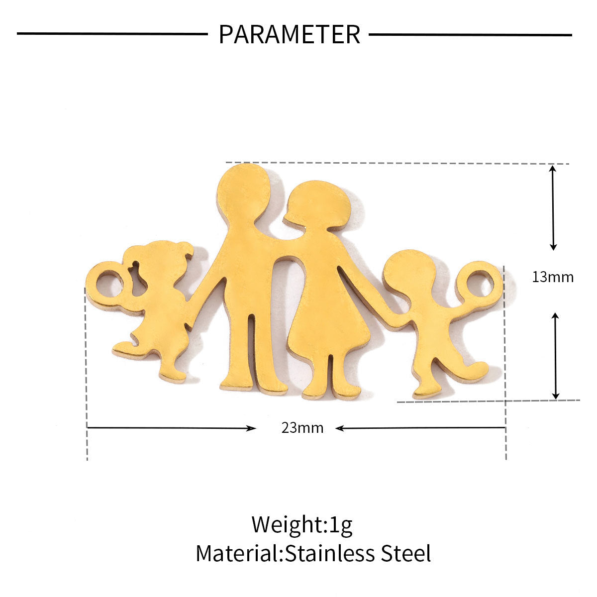 20 pcs/bag boy girl family titanium steel d pendant