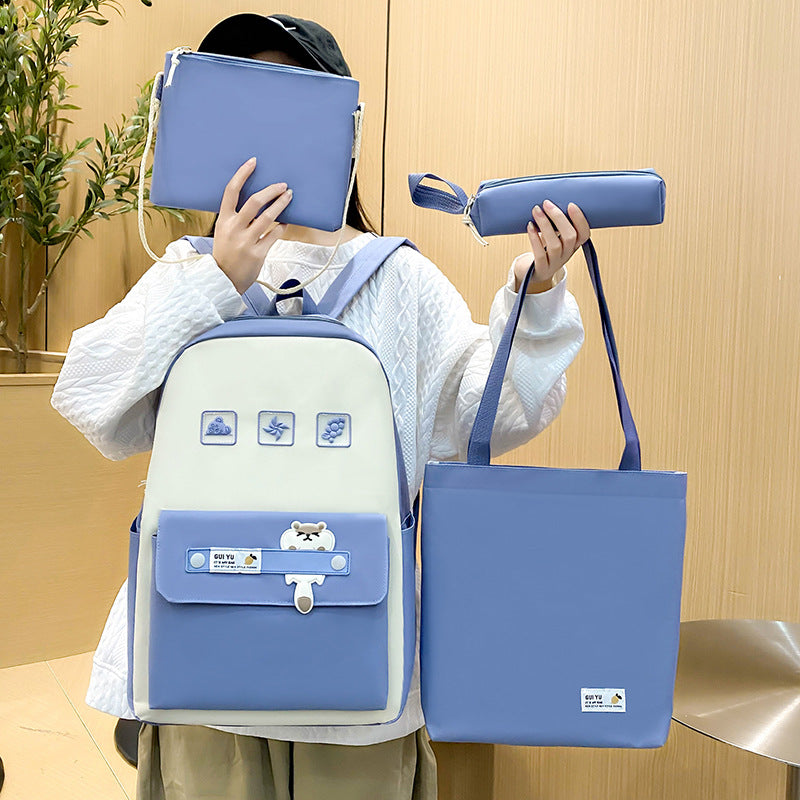 Student books, casual 4-piece backpack