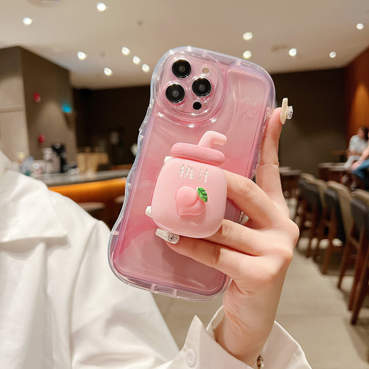 Wavy Bubble Case iPhone14 Pro X Gradient Pink Stand Cover