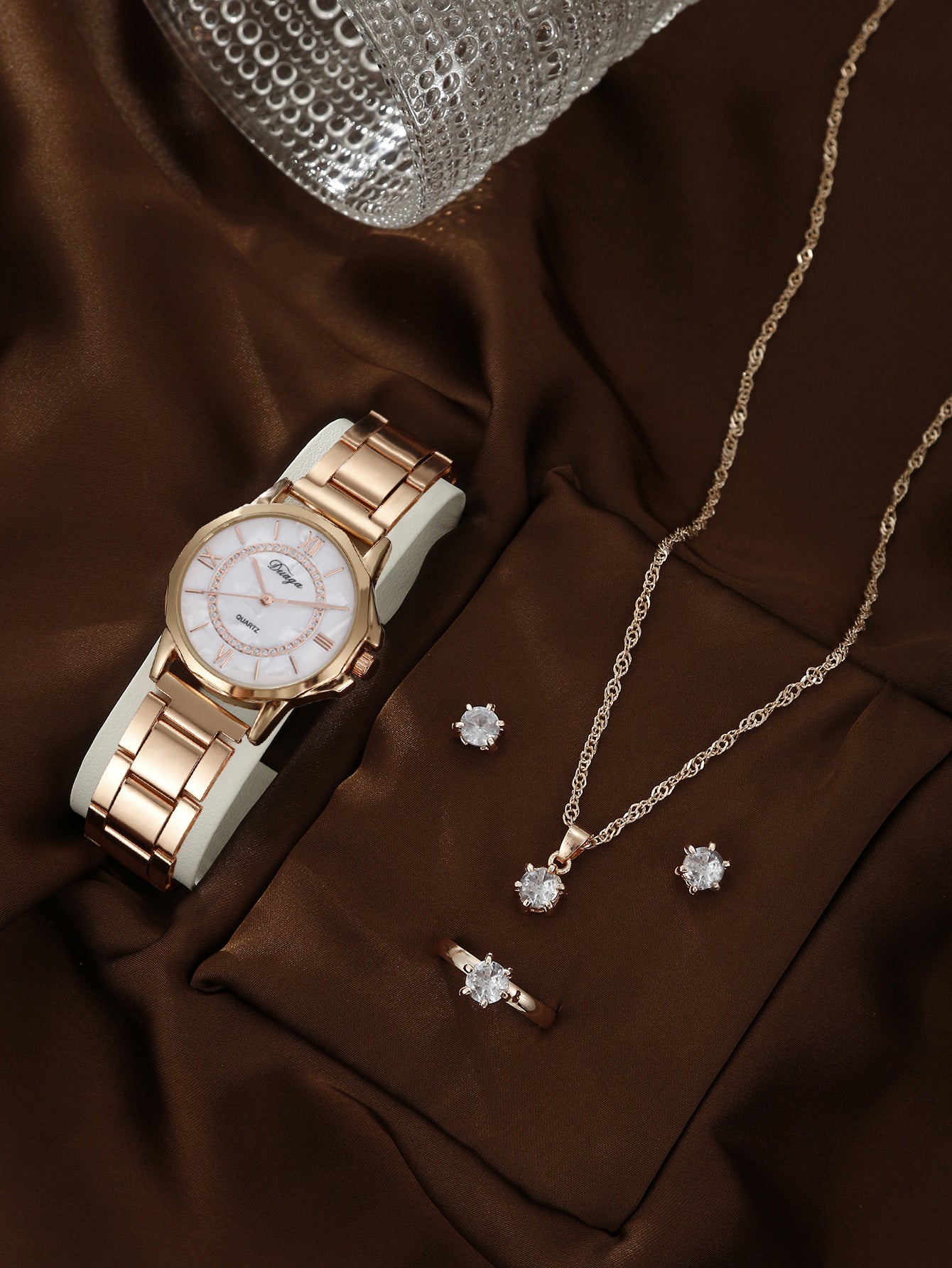 Quartz Watch Rhinestone Alloy Peacock Jewelry Set