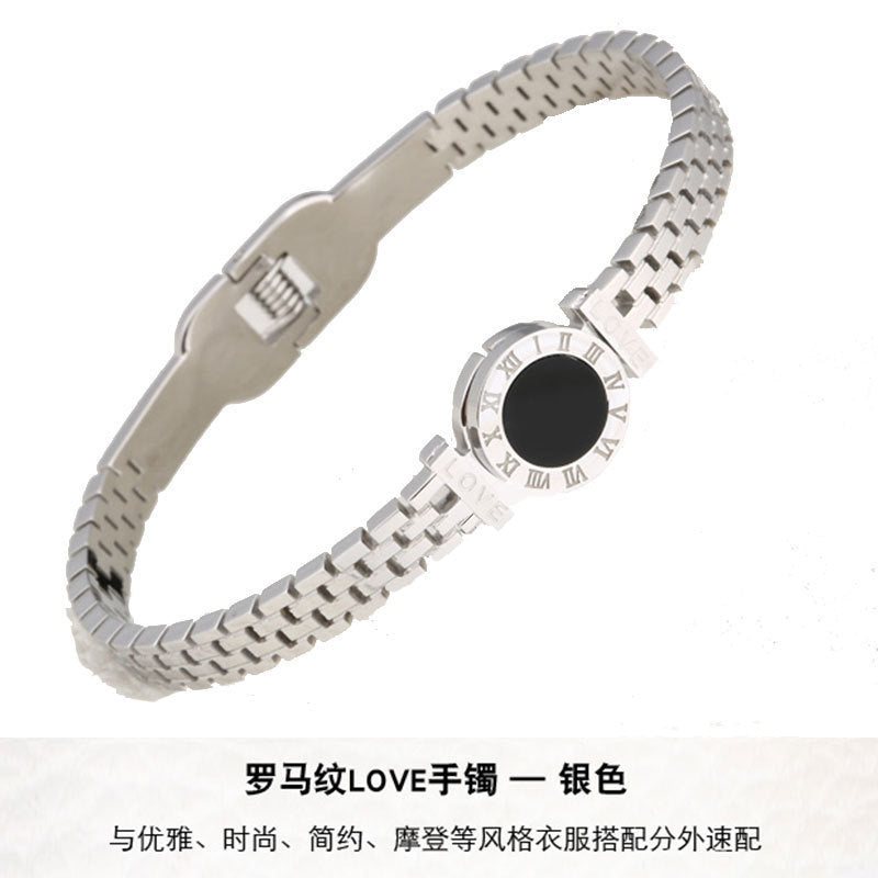 Women's 18K Rose Gold-Plated Titanium Steel Roman Numeral Bracelet — Non-Fading Minimalist