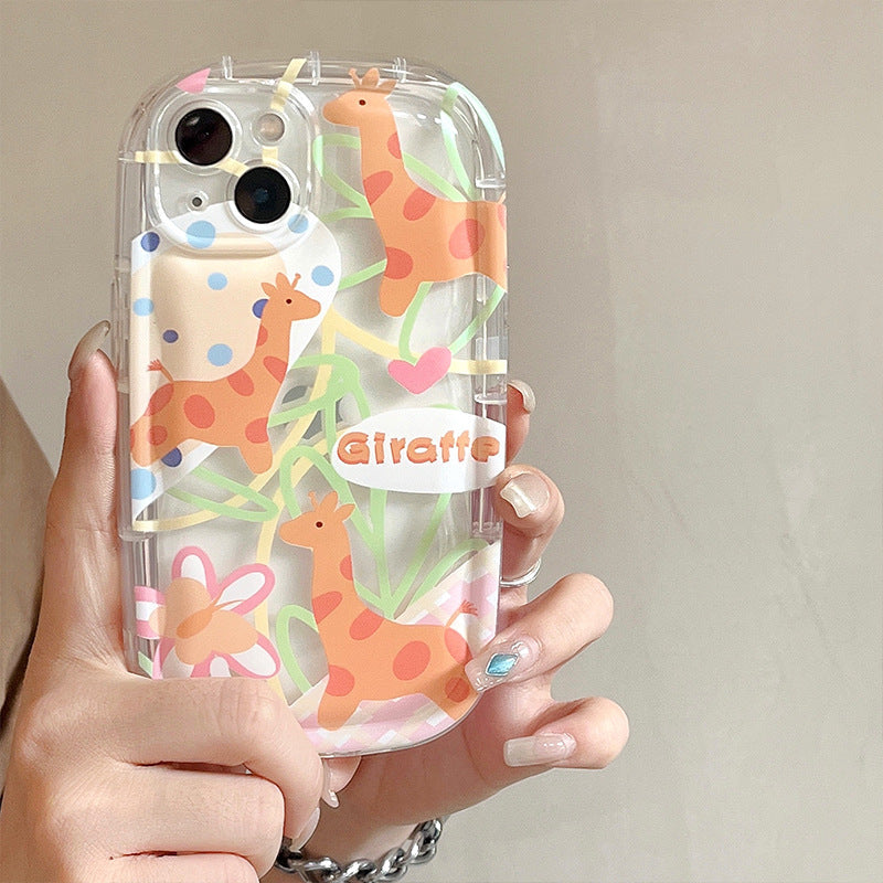 Soap Case iPhone15 Pro 13 Giraffe Purple Yellow Flower TPU Cover