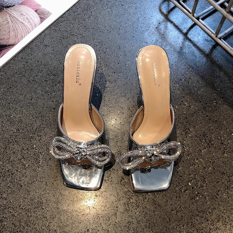 Stereo-heeled rhinestone heels for women